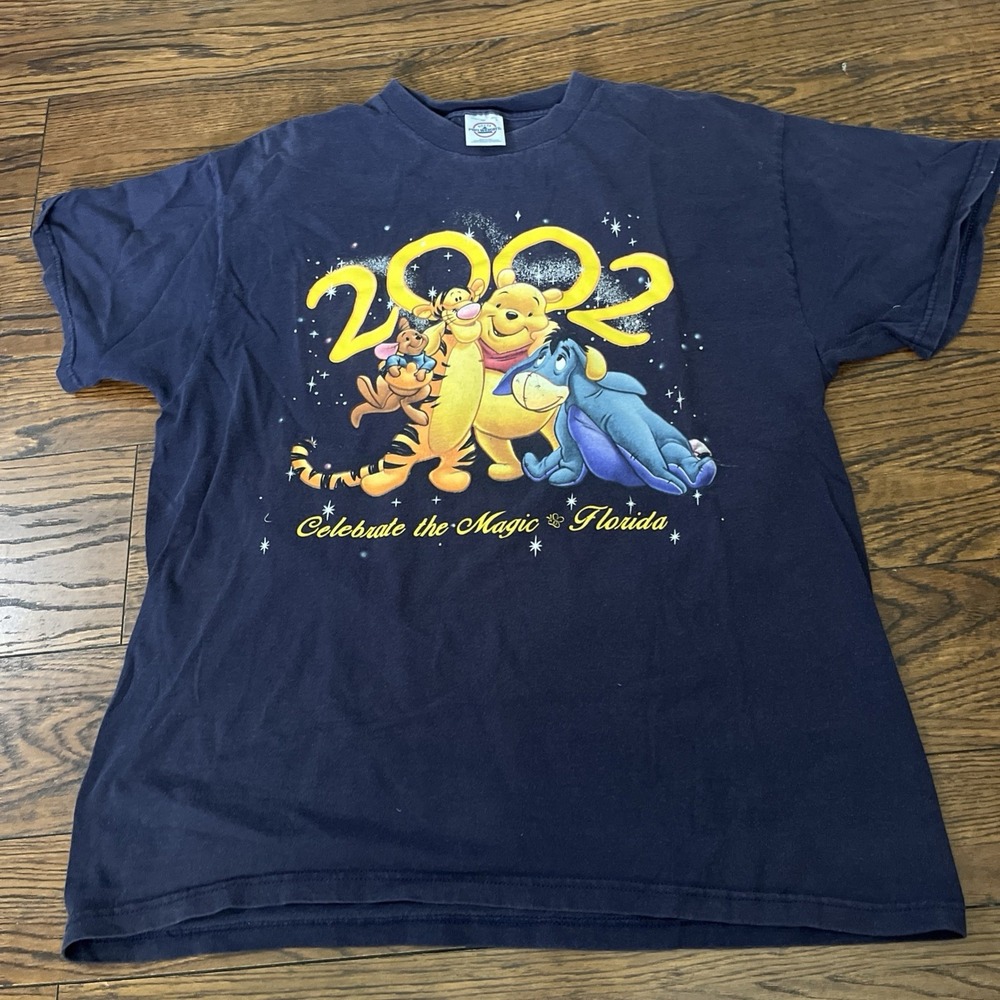 Vintage Delta Shirt Mens L Blue Winnie The Pooh Disney 2002 Florida Graphic Tee